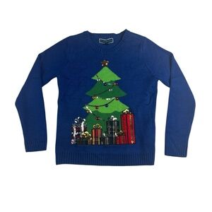 Karen Scott Blue‎ Christmas Tree Sequin Sweater – Size PM